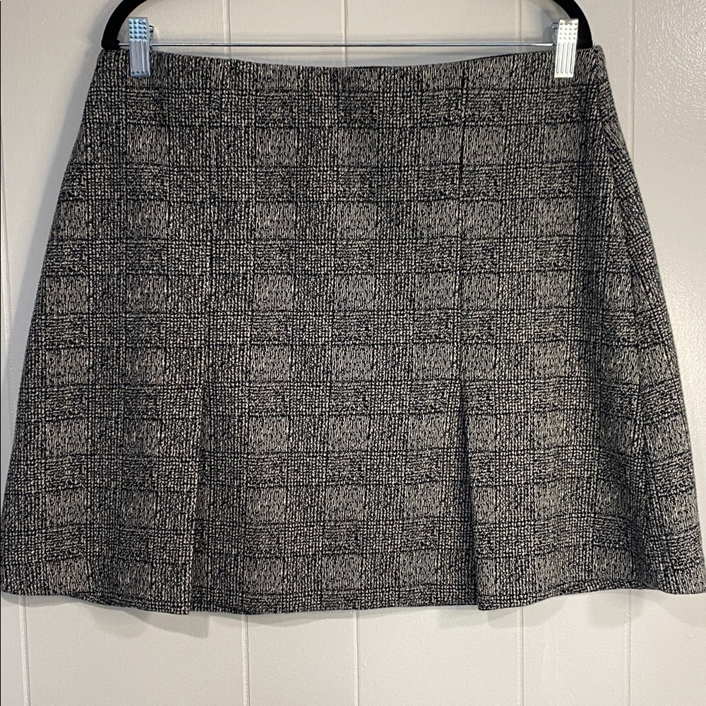LOFT Preppy Glen Plaid Office Skirt Pleated A-Line Knit Work Academia Large - Picture 2 of 8